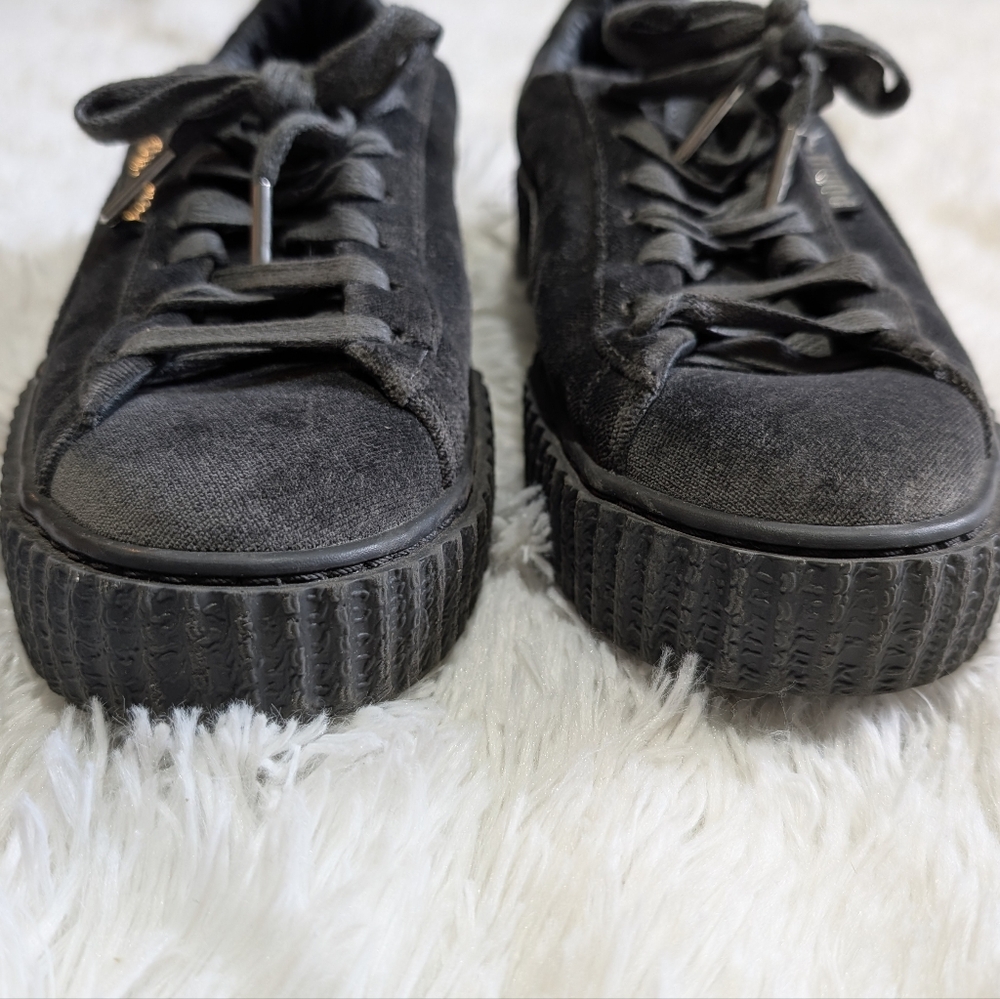 Fenty x Puma Soft Grey Velvet Lace Up One Inch Gothic Platform Creepers 6.5 - Picture 6 of 13